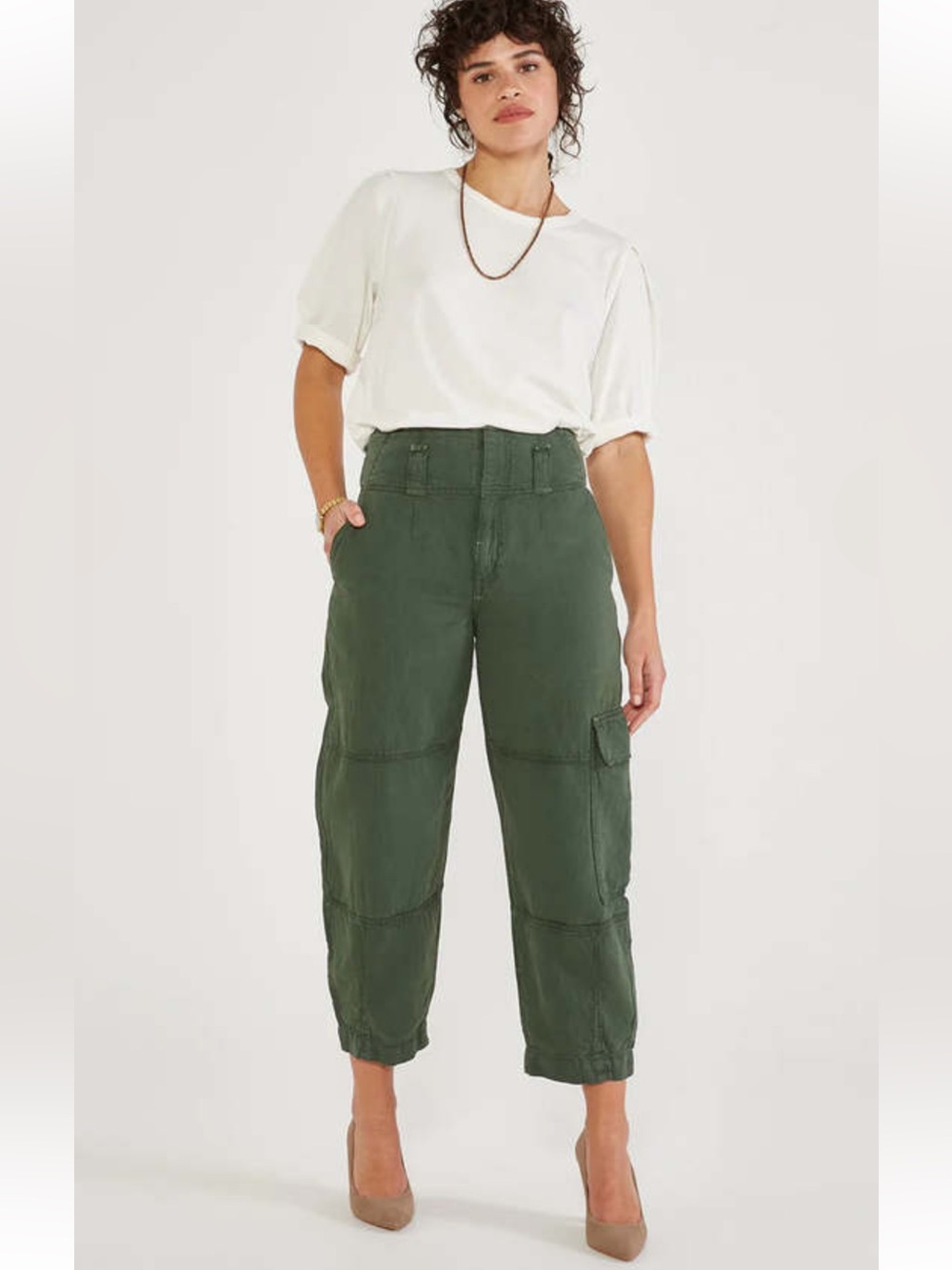NWT Ética Denim Juni Relaxed Cargo Utility Pants in Forest sz 25